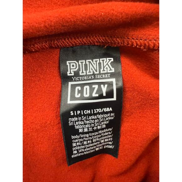 PINK Victoria’s Secret Cozy Leggings S Red High Rise Logo Print Lounge Pants - Picture 2 of 10